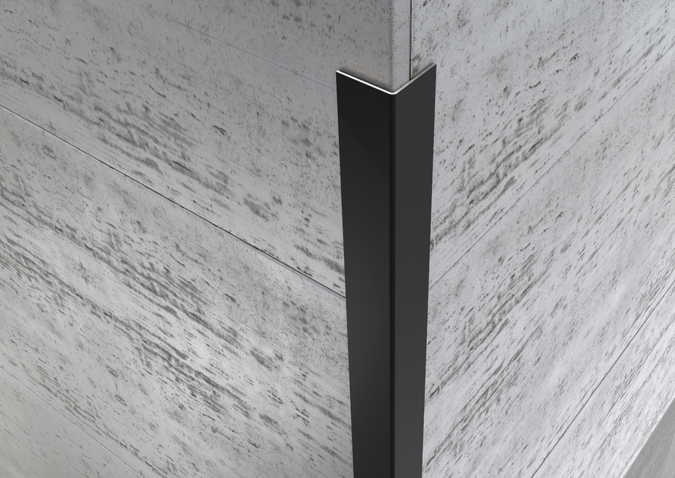 Profilo paraspigolo angolare in alluminio nero opaco per piastrelle. Barra 2.5 m