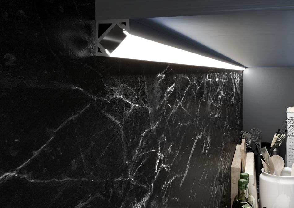 Profilo in alluminio ad angolo per LED. Barra 2.5 m