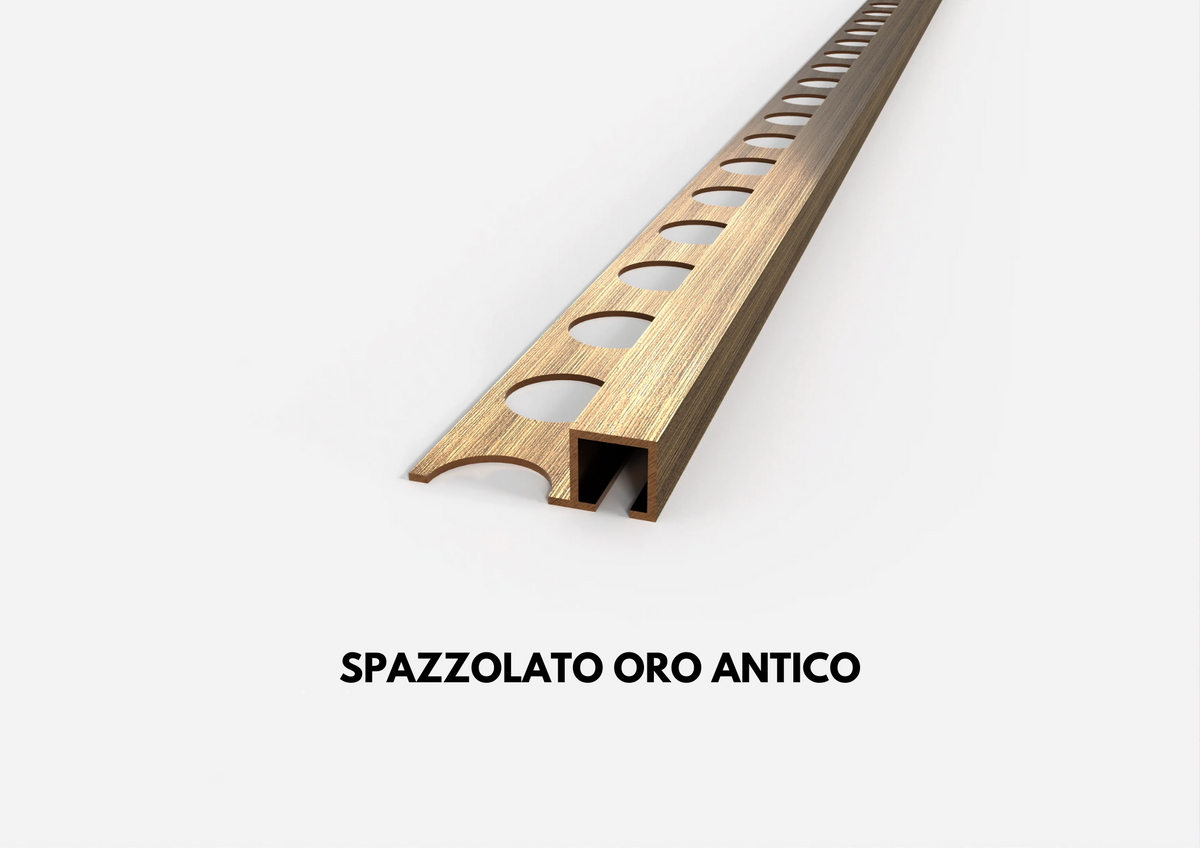 Profilo in OTTONE spazzolato sezione quadra per piastrelle. Barra 2.5 m