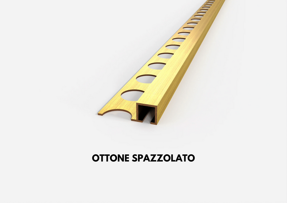 Profilo in OTTONE spazzolato sezione quadra per piastrelle. Barra 2.5 m