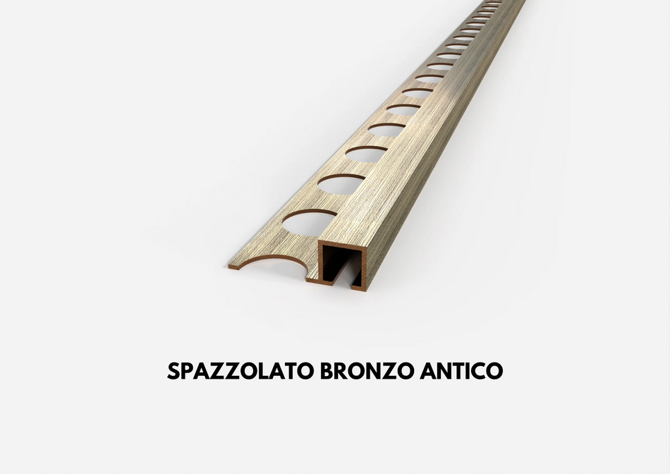 Profilo in OTTONE spazzolato sezione quadra per piastrelle. Barra 2.5 m