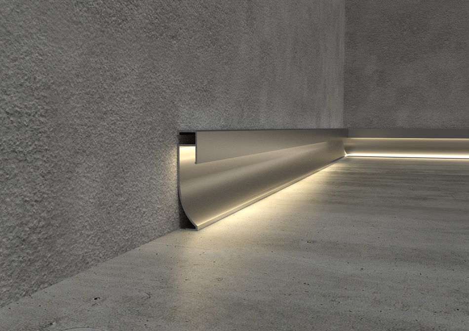 Battiscopa in alluminio per LED. Barra 2.5 m