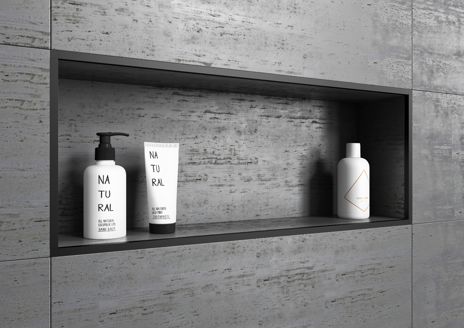 Profilo quadro in alluminio nero opaco per nicchia. Barra 2.5 m