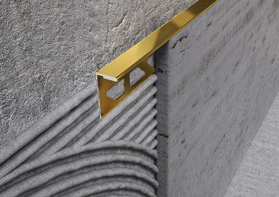 Abschlussprofil aus Edelstahl AISI 304 in Gold. Länge 2,7 m