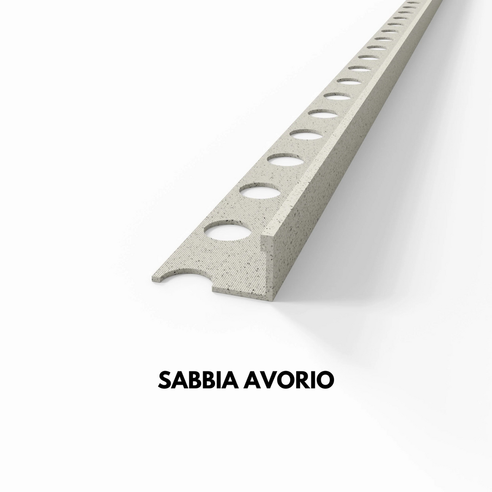 Profilo terminale e delimitazione in ALLUMINIO finitura sabbia effetto pietra. Barra 2.5 m