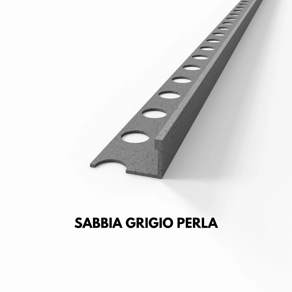 
                  
                    Profilo terminale e delimitazione in ALLUMINIO finitura sabbia effetto pietra. Barra 2.5 m
                  
                