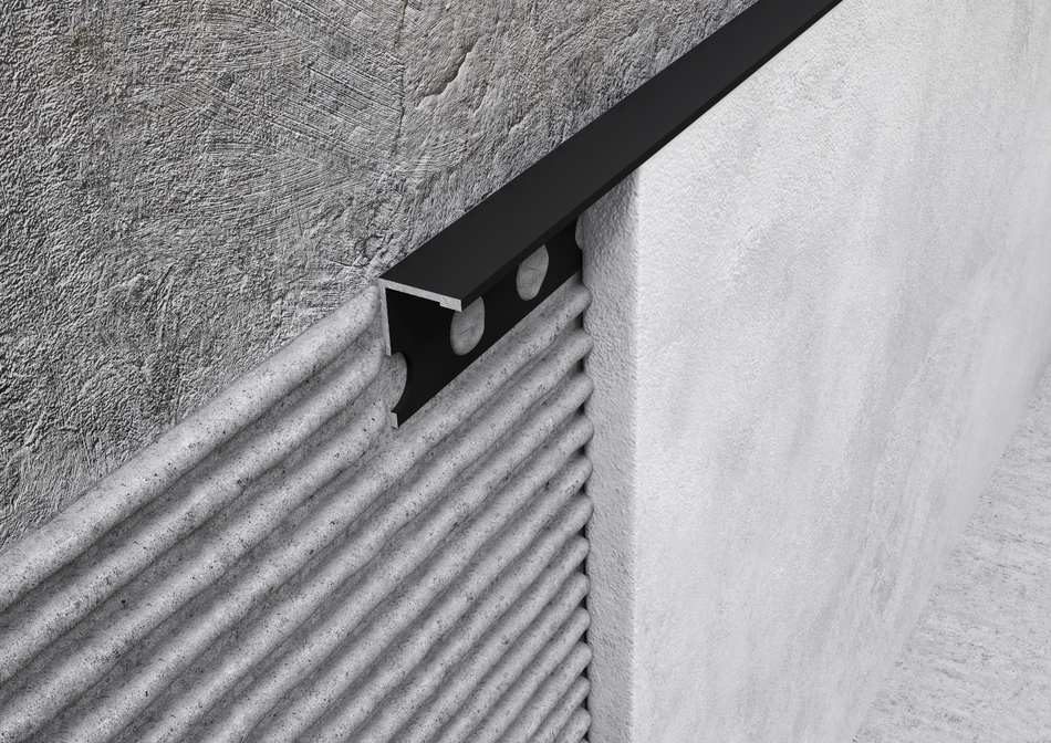 Profilo terminale in alluminio nero opaco. Barra 2.5 m