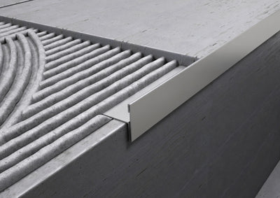 Perfil en T para borde de peldaño de acero inox AISI 304 para escaleras y peldaños