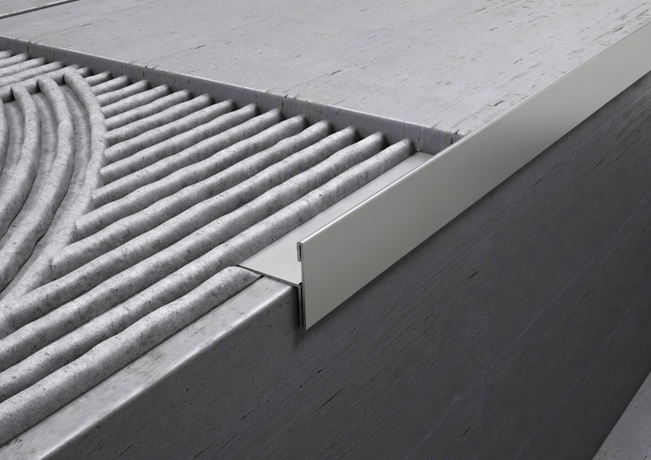 Perfil en T para borde de peldaño de acero inox AISI 304 para escaleras y peldaños