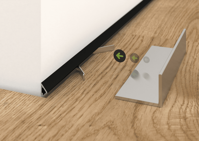 Montage des minimalistischen Abschlussprofils 16 × 5 mit Clip – Schritt 6