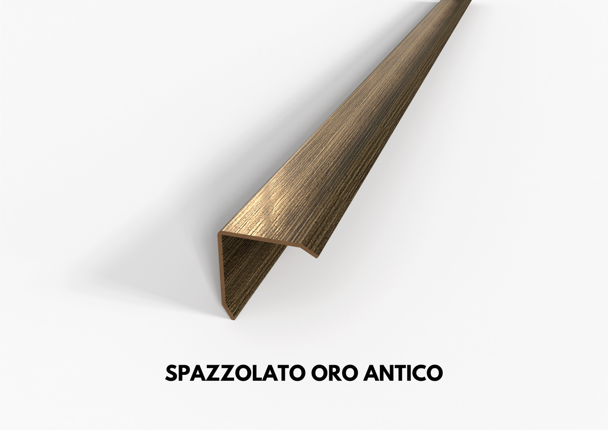 profilo in ottone paraspigolo angolare spazzolato oro antico