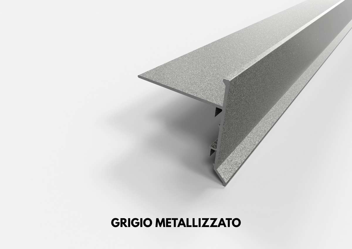 profilo gocciolatoio slim grigio metallizzato in alluminio