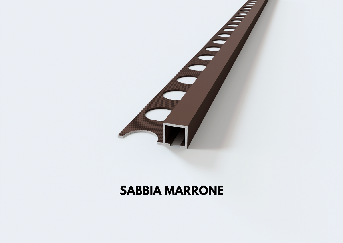 profilo alluminio sabbia effetto pietra marrone quadro