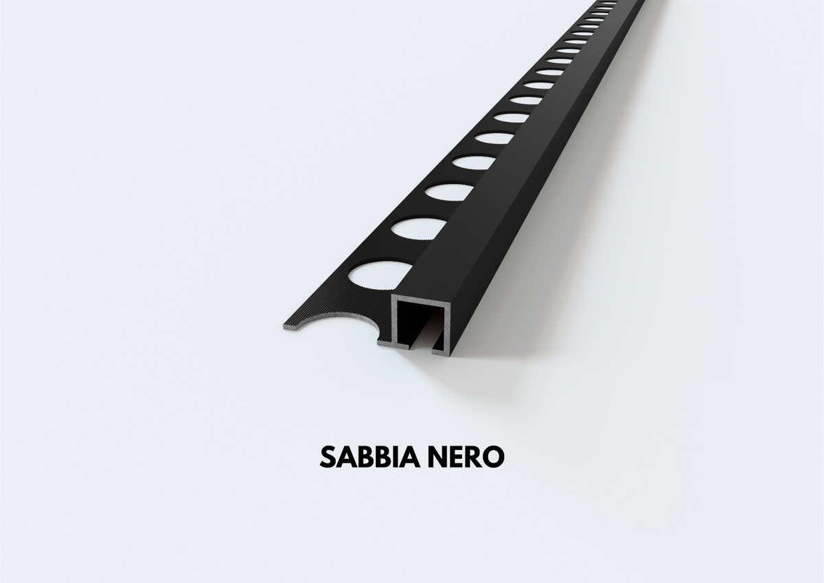 profilo alluminio sabbia effetto pietra nero quadro