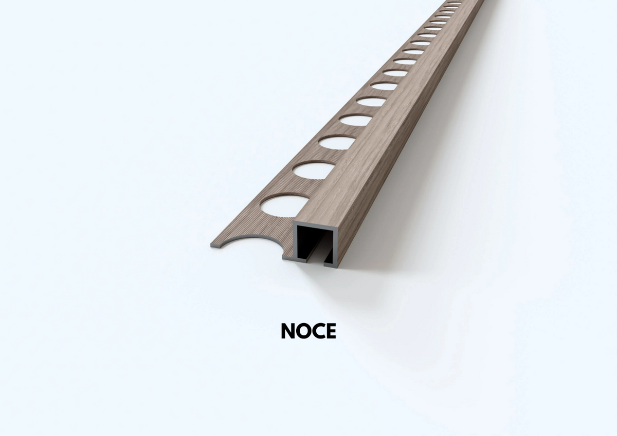 profilo in alluminio finitura legno noce quadro