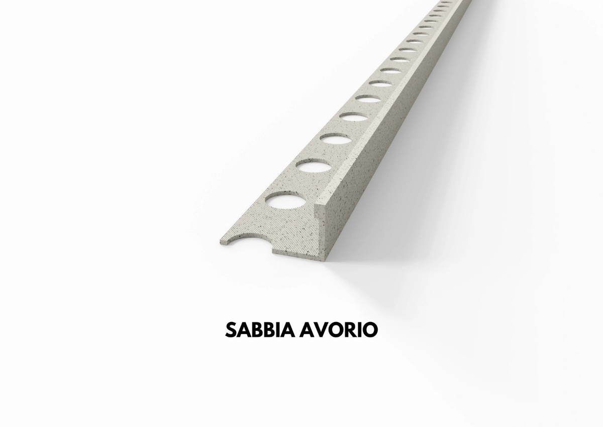 profilo in alluminio sabbia effetto pietra avorio terminale