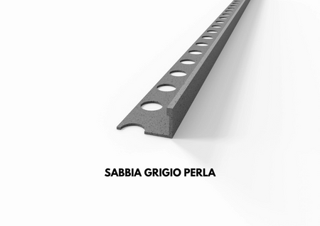 profilo in alluminio sabbia effetto pietra grigio perla terminale