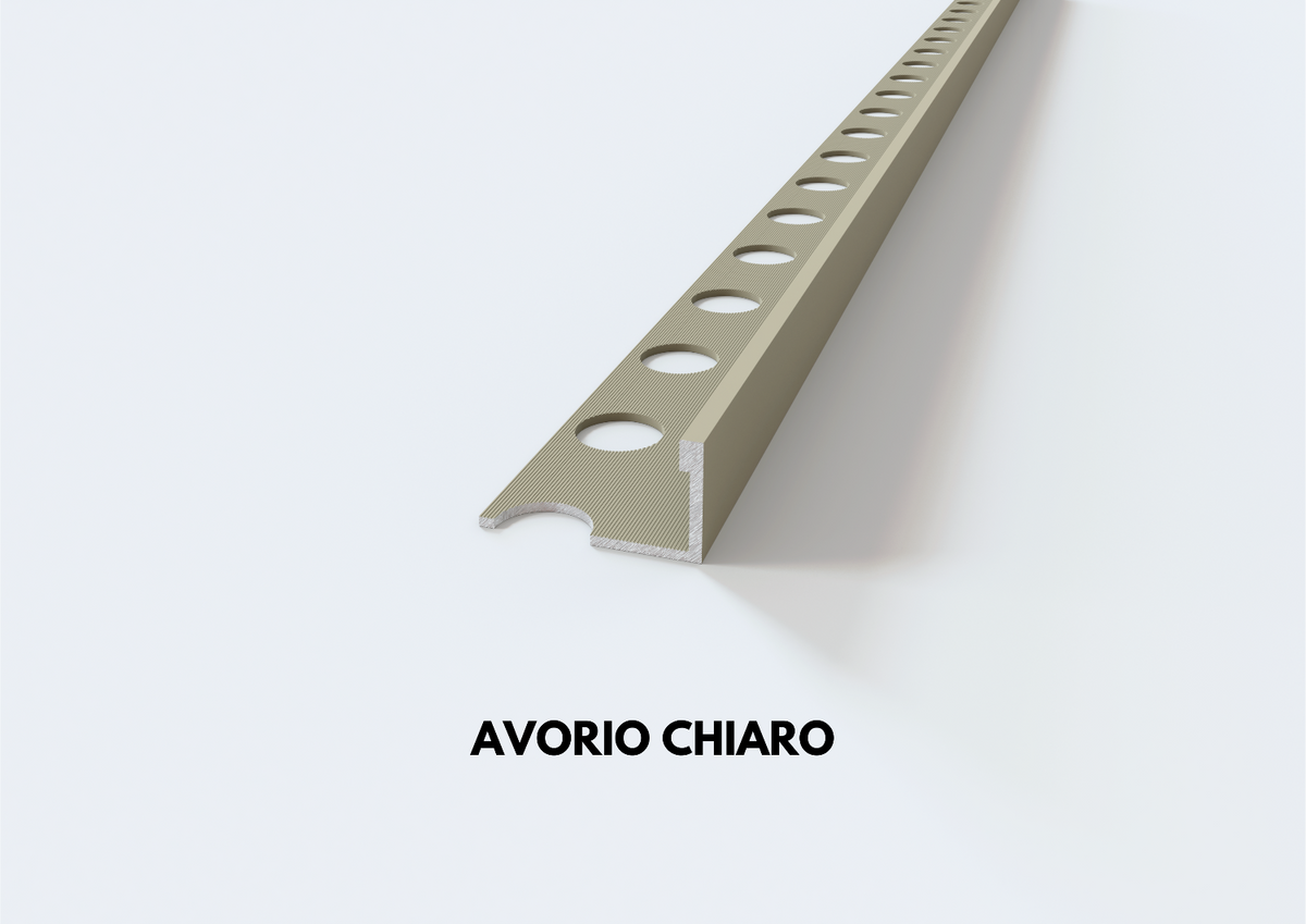 profilo in alluminio sabbia effetto pietra avorio chiaro terminale 