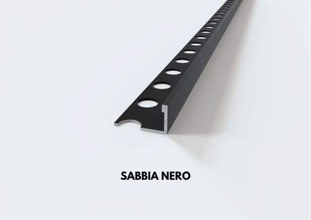 profilo in alluminio sabbia effetto pietra nero terminale