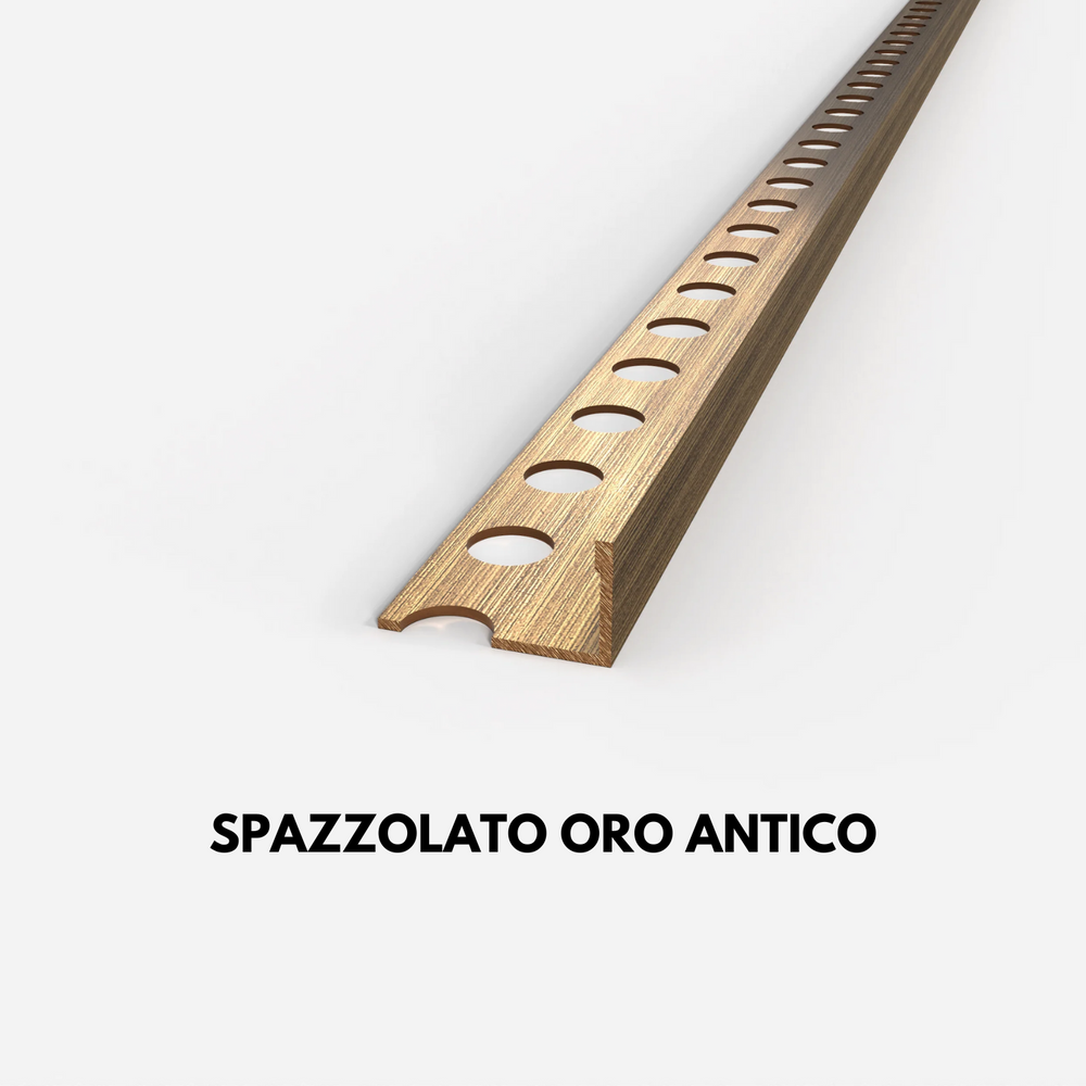 profilo in ottone spazzolato oro antico terminale