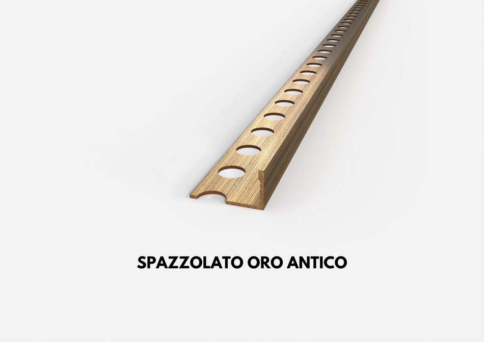 profilo in ottone spazzolato oro antico terminale