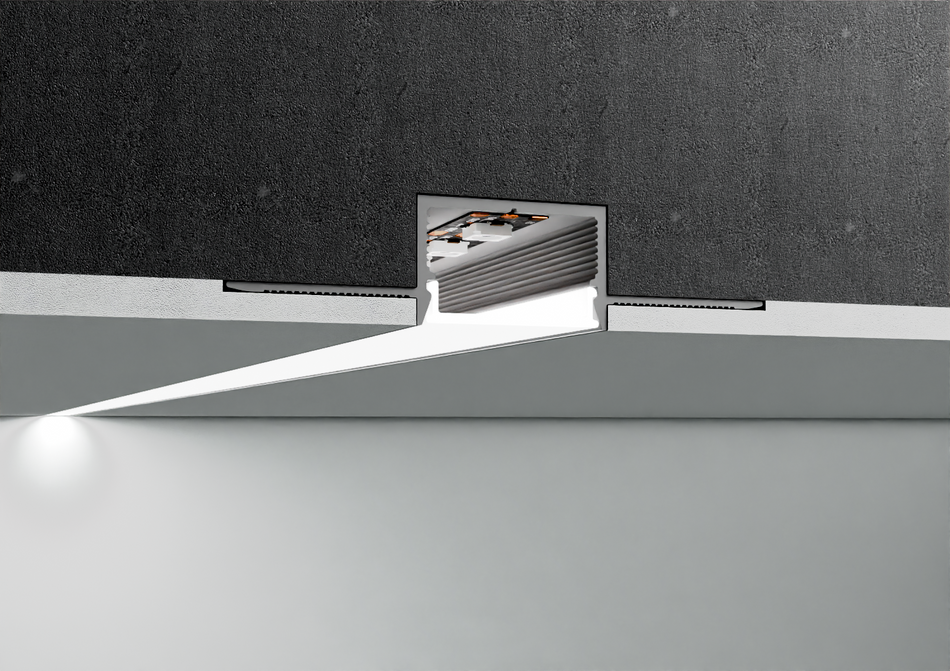 Recessed aluminium LED profile with side flanges. 2.5 m Bar