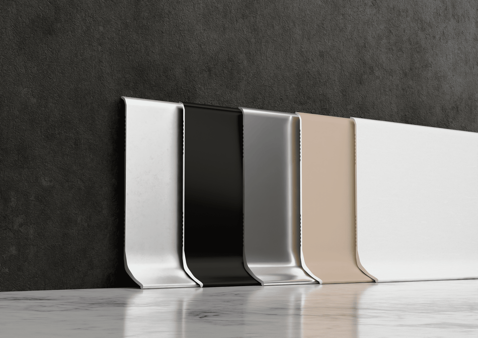 Concave aluminium cove skirting board. 2.5 m Bar