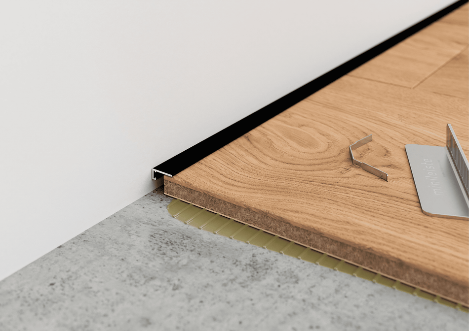Profilo terminale minimal in alluminio per pavimenti SPC – Barra da 2 m