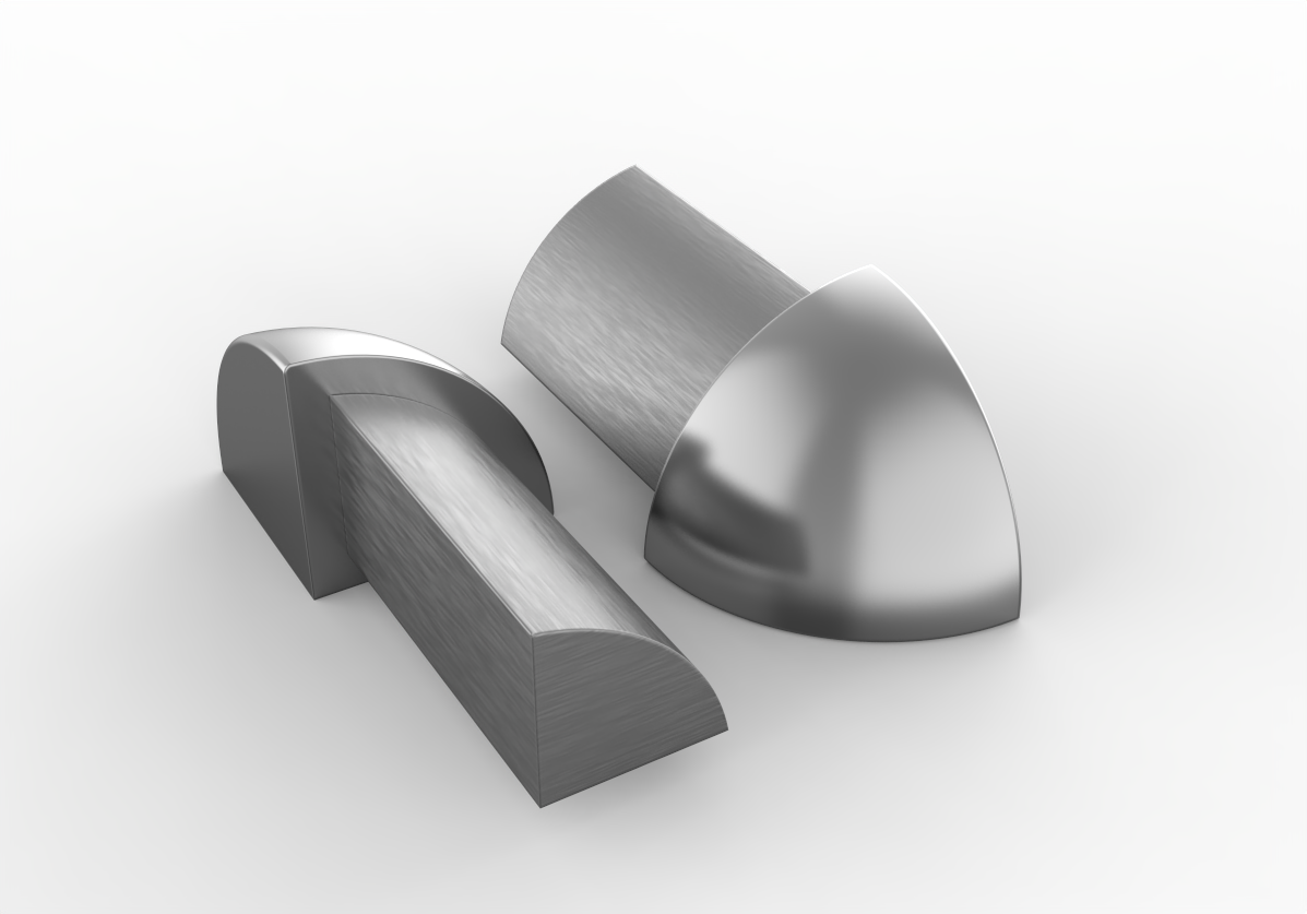 
                  
                    Round shiny or matt steel capsule for tile covering profiles
                  
                