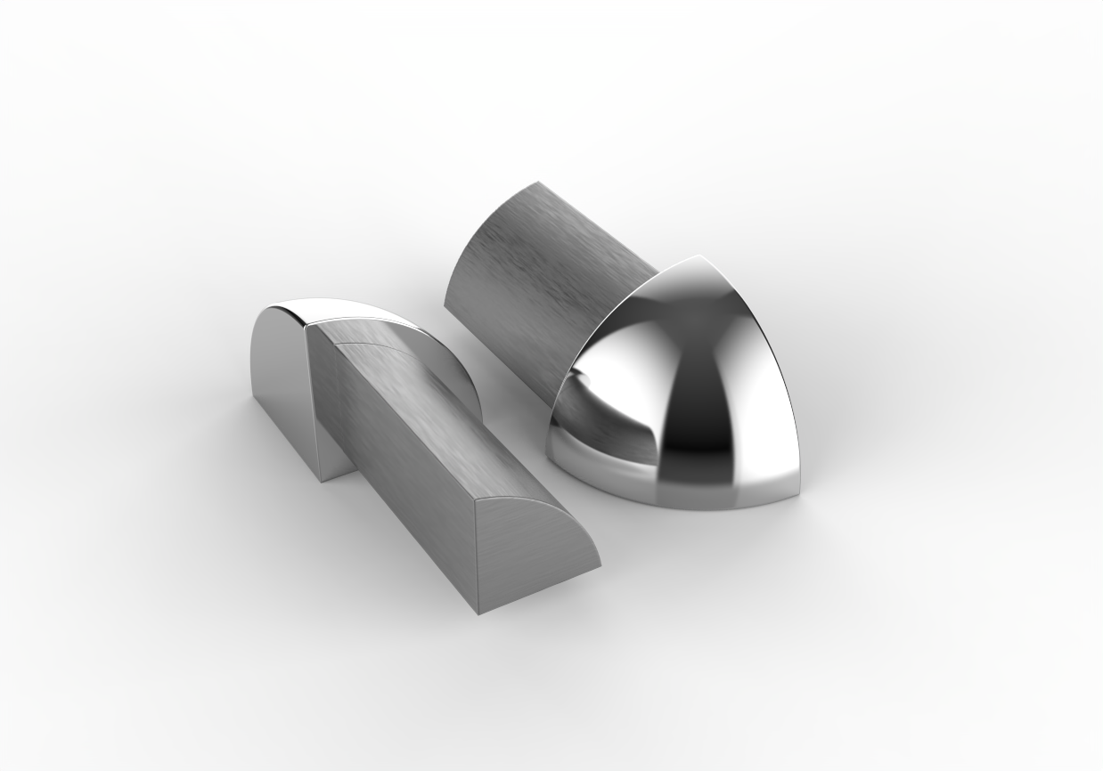 
                  
                    Round shiny or matt steel capsule for tile covering profiles
                  
                