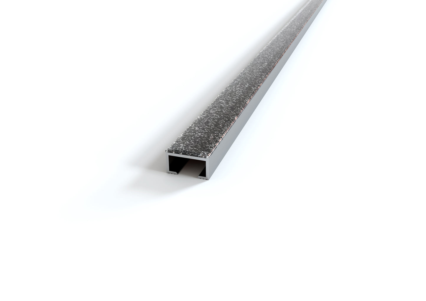 
                  
                    Smoke glittered strip in aluminum for coverings. Bar 2 M
                  
                