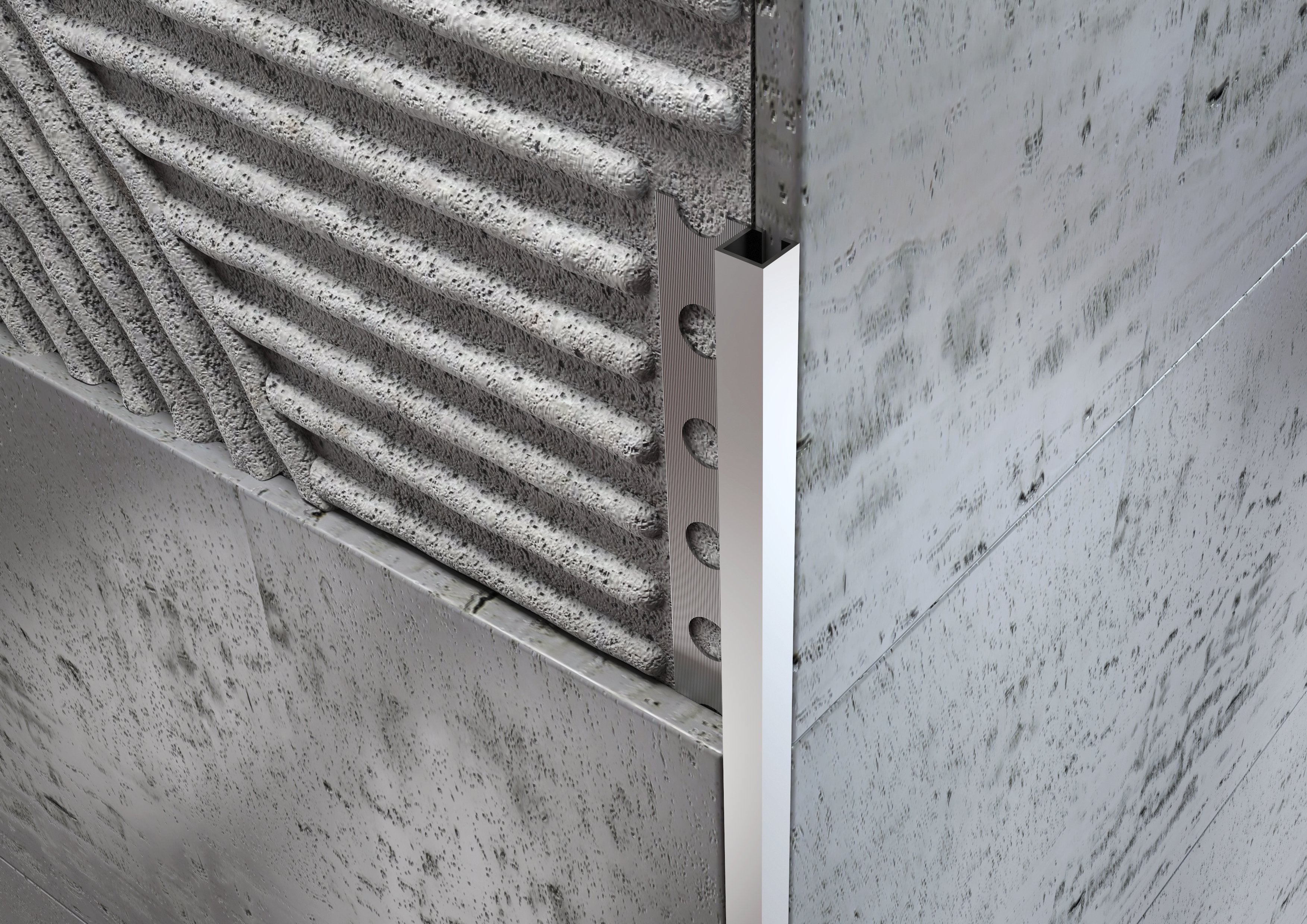 Profilo in Alluminio Inox Angolare Quadro per Piastrelle (6674430)