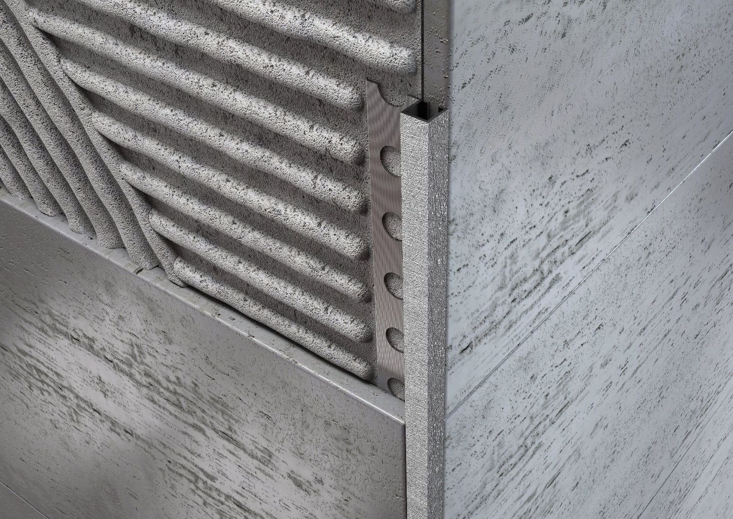 Profilo Decorato Alluminio Argento Angolo Quadro per Piastrelle