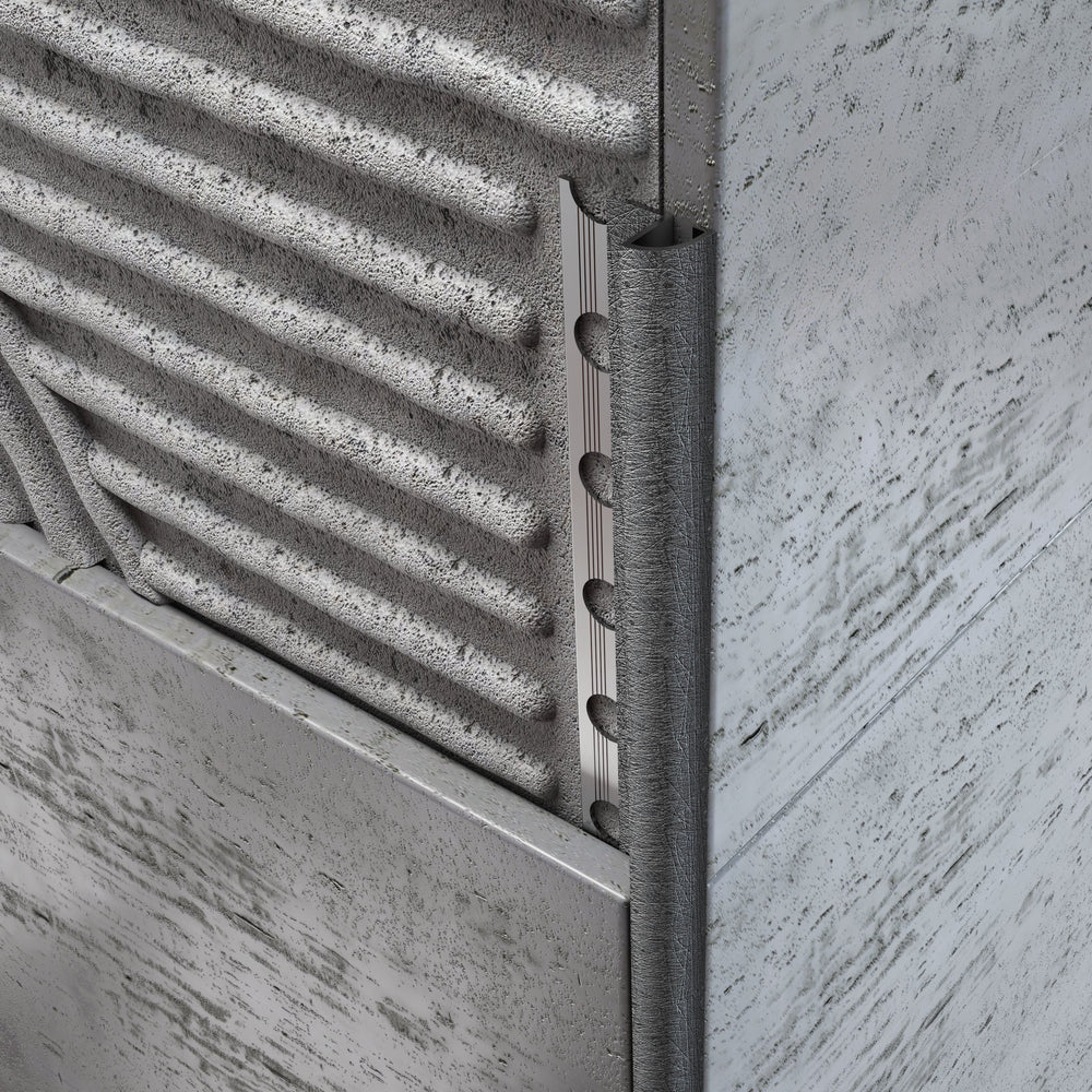 Profilo Decorato in Alluminio Wenge Angolo Tondo per Piastrelle
