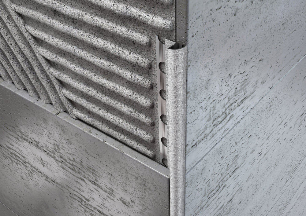 Profilo Decorato Alluminio Argento Angolo Tondo per Piastrelle